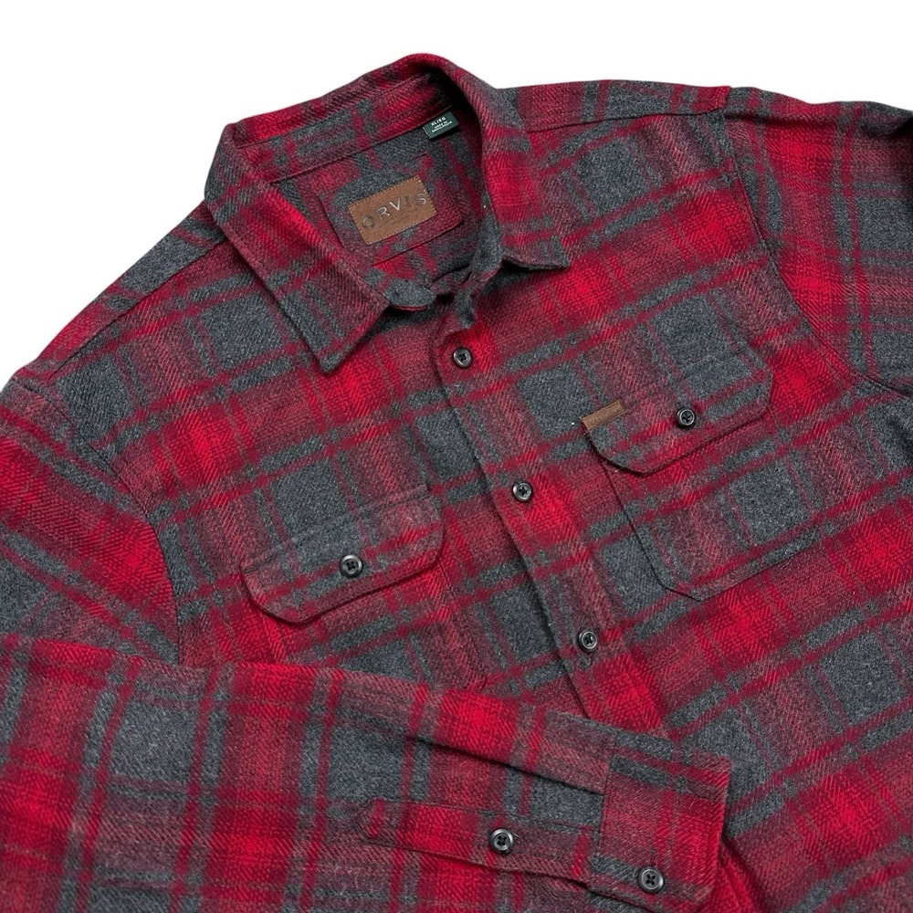 Orvis Big Bear Heavyweight Flannel Shirt Jacket Men's XL Shacket Plaid Pockets